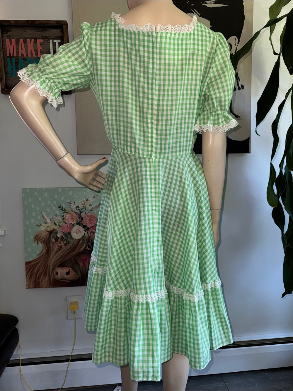 Vintage Gingham Western Baby Doll Dress - Picture 14 of 15